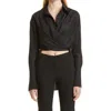 Gauge81 Sabinas Silk High-low Wrap Top In Black