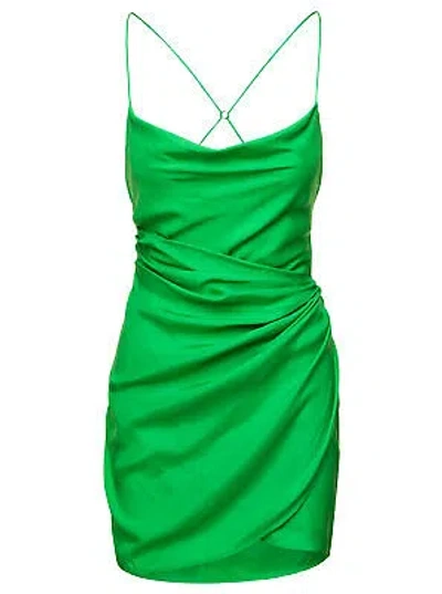 Pre-owned Gauge81 'shiroi' Mini Green Dress With Draped Neckline In Silk Woman M