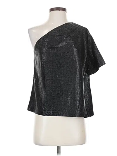 Gauge81 Short Sleeve Top Silver Metallic Pattern One Shoulder Neckline Tops In Black