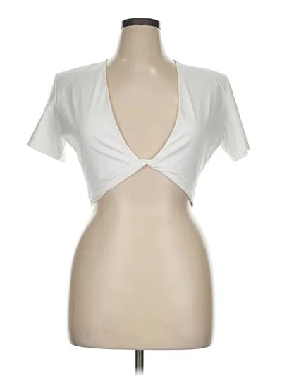 Pre-owned Gauge81 Short Sleeve Top White Plunge Neckline Tops