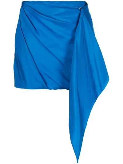 Gauge81 Silk Draped Miniskirt In Blue
