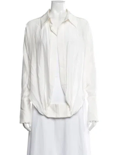Pre-owned Gauge81 Silk Long Sleeve Blouse In White