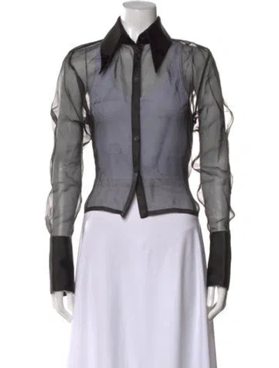 Pre-owned Gauge81 Silk Long Sleeve Button-up Top In Black