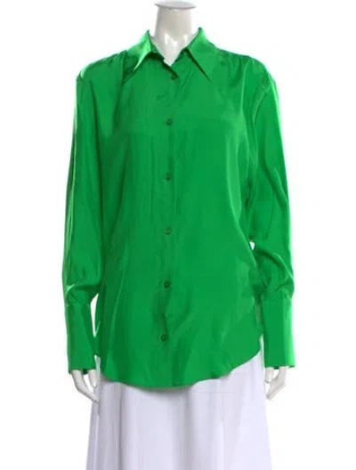 Pre-owned Gauge81 Silk Long Sleeve Button-up Top In Green