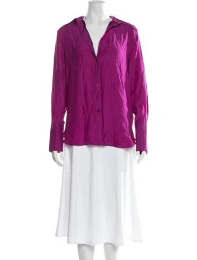 Pre-owned Gauge81 Silk Long Sleeve Button-up Top In Purple