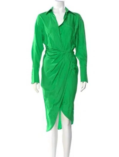 Pre-owned Gauge81 Silk Midi Length Dress In Green