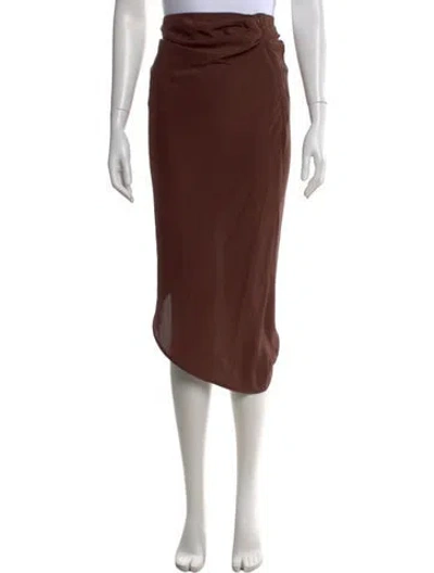 Pre-owned Gauge81 Silk Midi Length Skirt In Brown