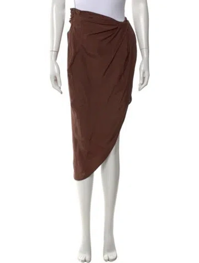 Pre-owned Gauge81 Silk Midi Length Skirt In Brown