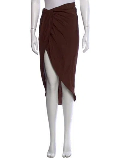 Pre-owned Gauge81 Silk Midi Length Skirt In Brown