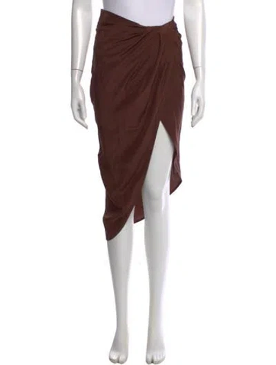 Pre-owned Gauge81 Silk Midi Length Skirt In Brown