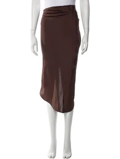 Pre-owned Gauge81 Silk Midi Length Skirt In Brown
