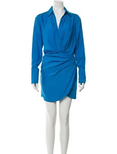 Pre-owned Gauge81 Silk Mini Dress In Blue