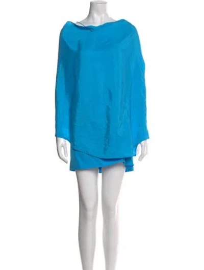 Pre-owned Gauge81 Silk Mini Dress In Blue