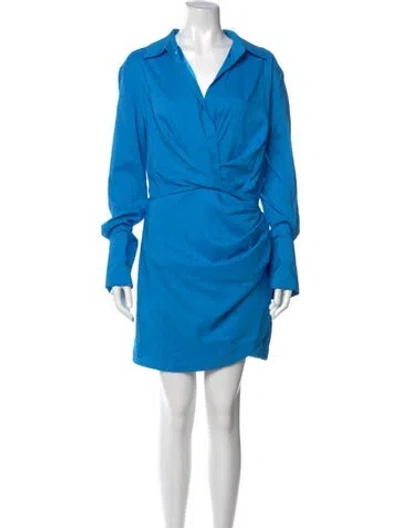 Pre-owned Gauge81 Silk Mini Dress In Blue