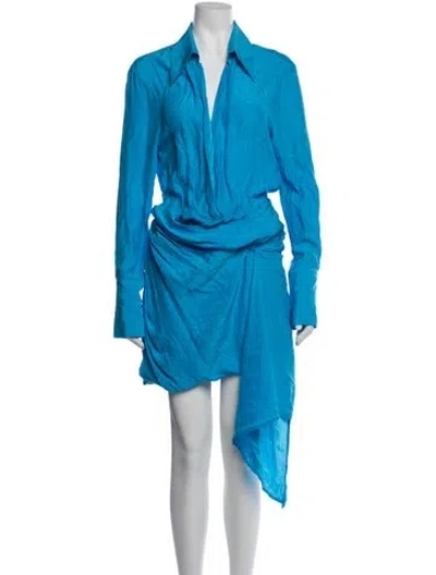 Pre-owned Gauge81 Silk Mini Dress In Blue