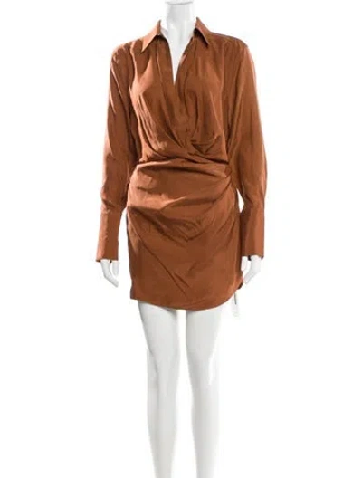 Pre-owned Gauge81 Silk Mini Dress In Brown