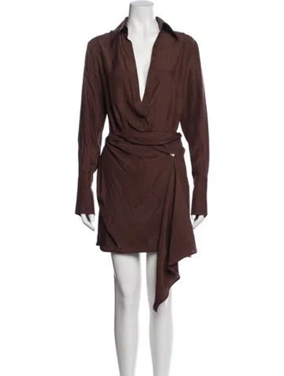 Pre-owned Gauge81 Silk Mini Dress In Brown