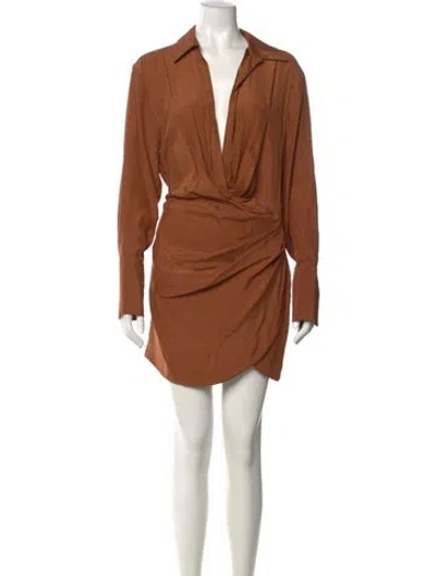 Pre-owned Gauge81 Silk Mini Dress In Brown