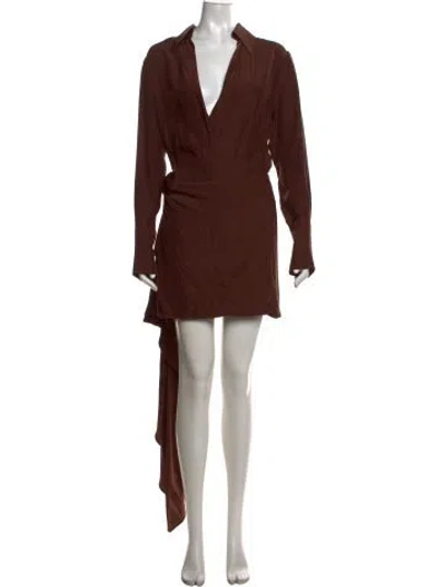 Pre-owned Gauge81 Silk Mini Dress In Brown
