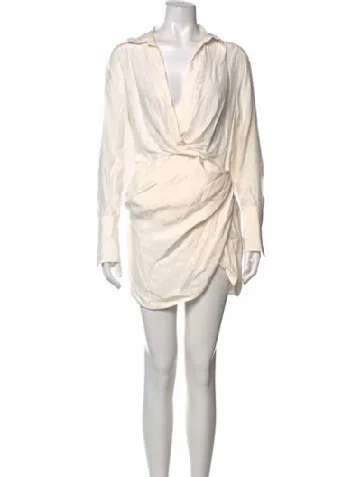 Pre-owned Gauge81 Silk Mini Dress In Neutrals/white
