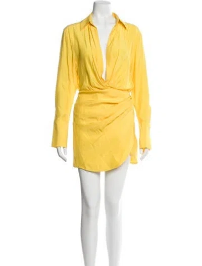 Pre-owned Gauge81 Silk Mini Dress In Yellow