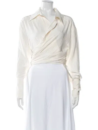 Pre-owned Gauge81 Silk V-neck Blouse In Neutral