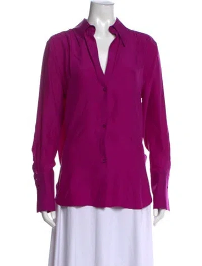Pre-owned Gauge81 Silk V-neck Button-up Top In Purple