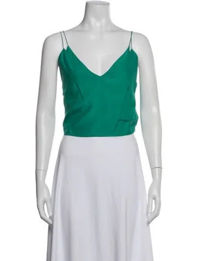 Pre-owned Gauge81 Silk V-neck Crop Top In Green