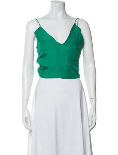 Pre-owned Gauge81 Silk V-neck Crop Top In Green