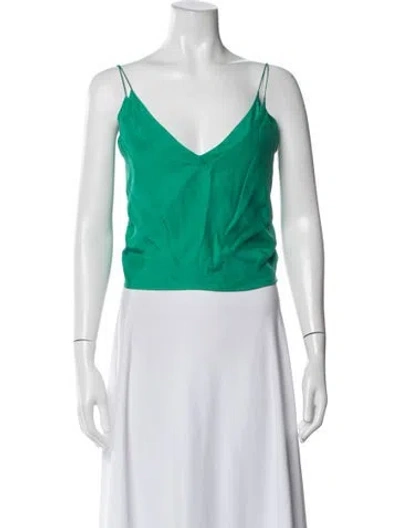 Pre-owned Gauge81 Silk V-neck Crop Top In Green