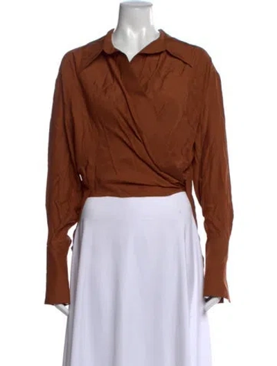 Pre-owned Gauge81 Silk V-neck Top In Brown