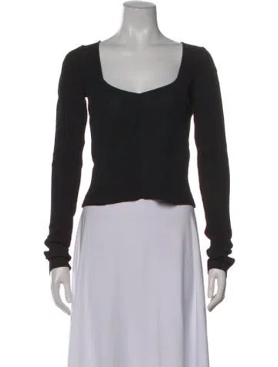 Pre-owned Gauge81 Square Neckline Long Sleeve Crop Top In Black