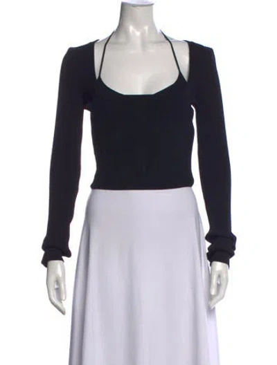 Pre-owned Gauge81 Square Neckline Long Sleeve Crop Top In Black
