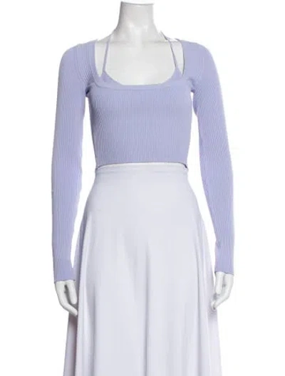 Pre-owned Gauge81 Square Neckline Long Sleeve Crop Top In White