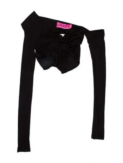 Pre-owned Gauge81 Strapless Crop Top In Black