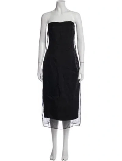 Pre-owned Gauge81 Strapless Midi Length Dress In Black/blue
