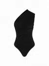 Gauge81 Tera One Shoulder Draped Jersey Bodysuit In Black In Black