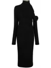 Gauge81 One Shoulder Midi Dress With Ruched Detailing In Black