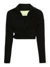 Gauge81 Cropped Twist Front Shirt With Long Sleeves In Black