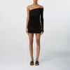 Gauge81 Black Valmeira Ruched One Shoulder Mini Dress In Black