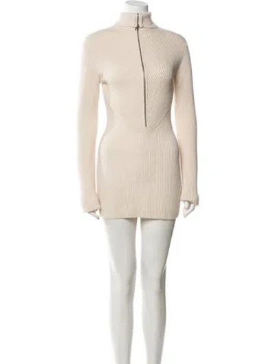 Pre-owned Gauge81 Virgin Wool Mini Dress In Neutral