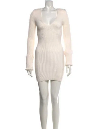 Pre-owned Gauge81 Virgin Wool Mini Dress In White