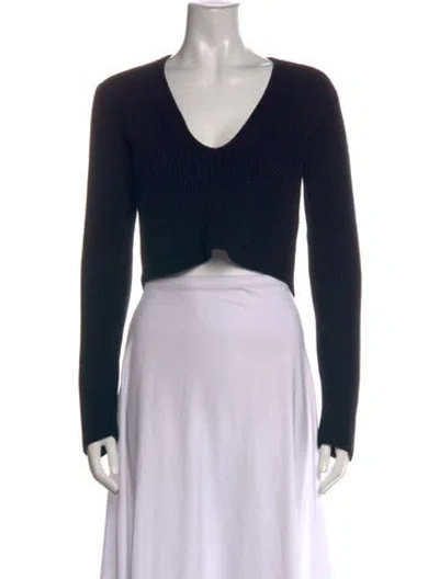 Pre-owned Gauge81 Virgin Wool V-neck Crop Top In Black