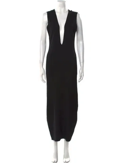 Pre-owned Gauge81 V-neck Long Dress In Black