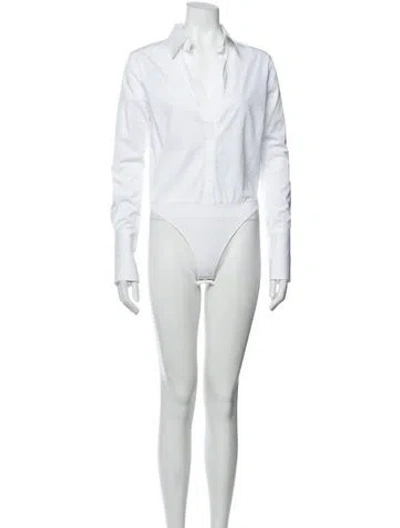 Pre-owned Gauge81 V-neck Long Sleeve Bodysuit In White