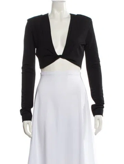 Pre-owned Gauge81 V-neck Long Sleeve Crop Top In Black