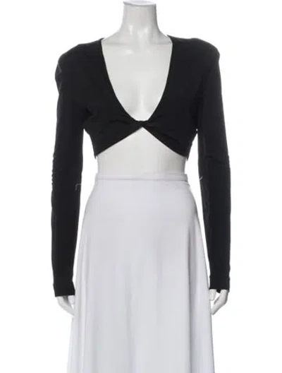 Pre-owned Gauge81 V-neck Long Sleeve Crop Top In Black