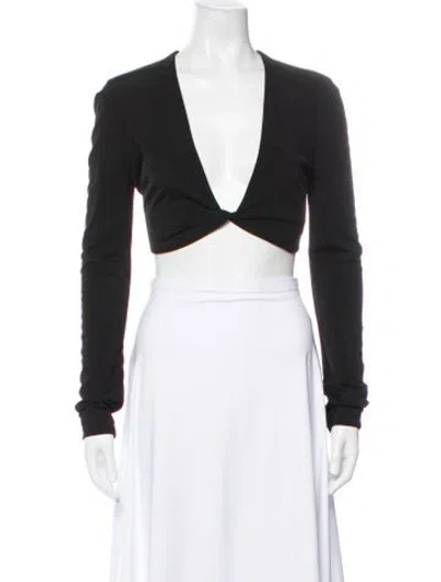 Pre-owned Gauge81 V-neck Long Sleeve Crop Top In Black