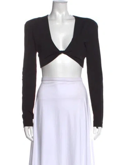 Pre-owned Gauge81 V-neck Long Sleeve Crop Top In Black