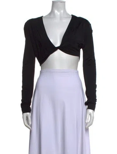Pre-owned Gauge81 V-neck Long Sleeve Crop Top In Black